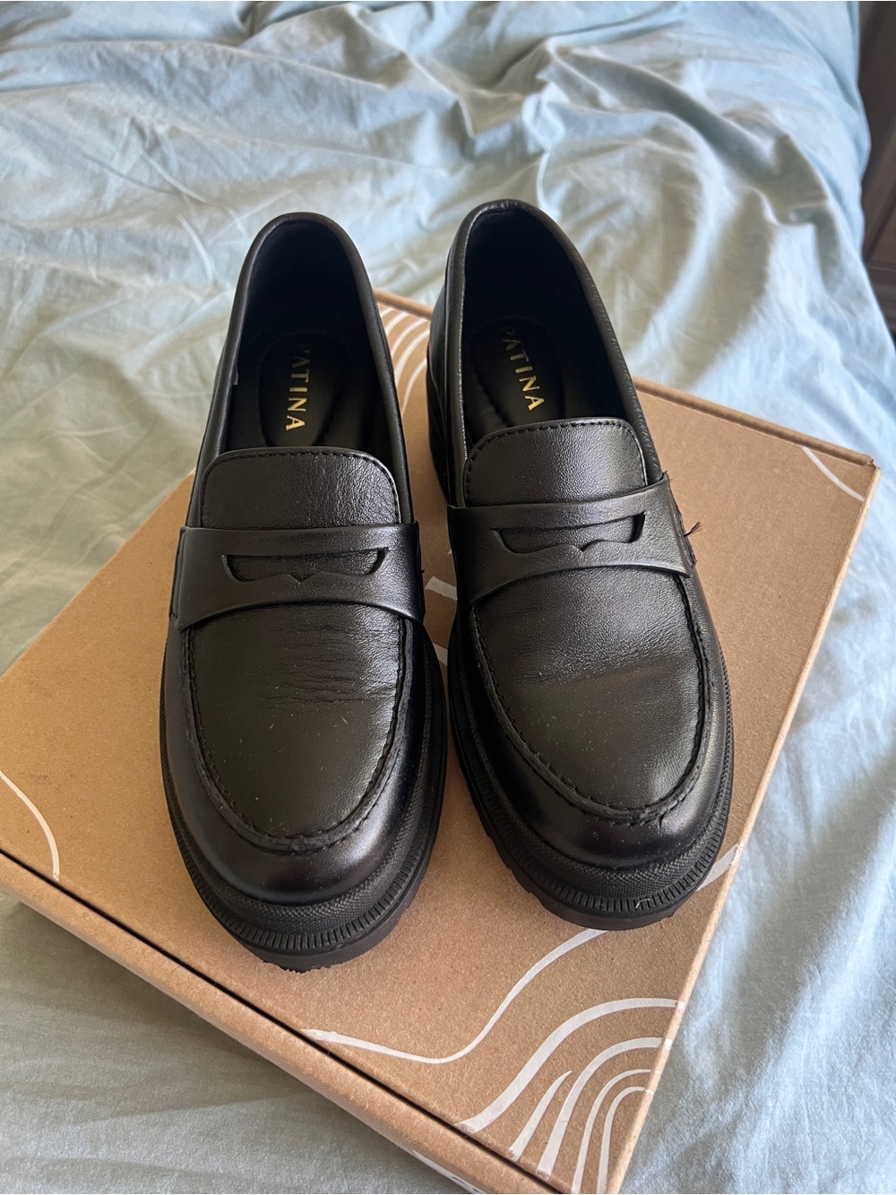 Portland Leather Black Chunky Loafers